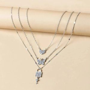 Lock Pendant Layered Necklace